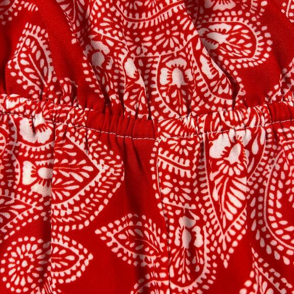 Show Me Your Mumu Riri Romper Aquarius Paisley Red & White Ruffle Leg Size L - Picture 4 of 13